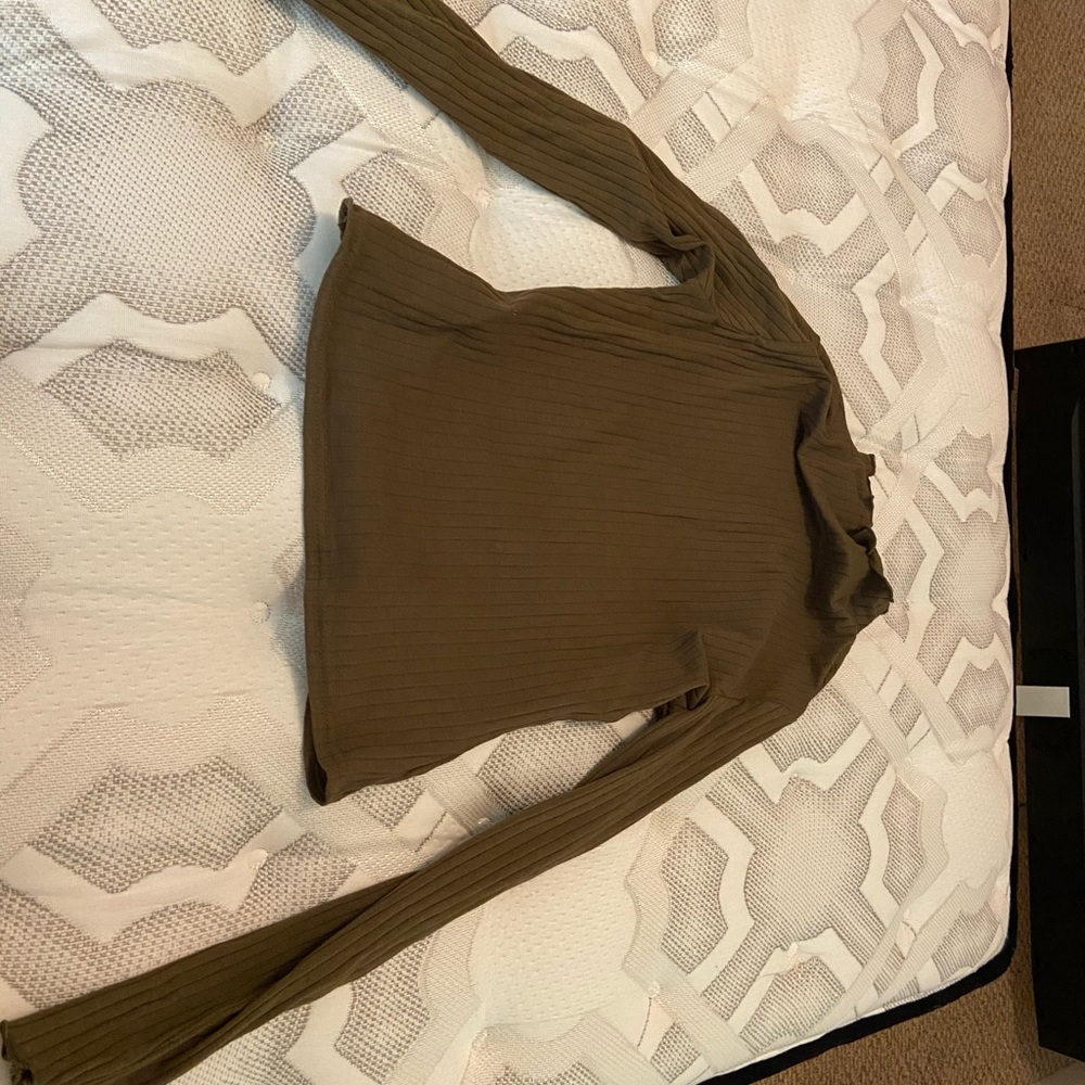 Shein ruffled army green top